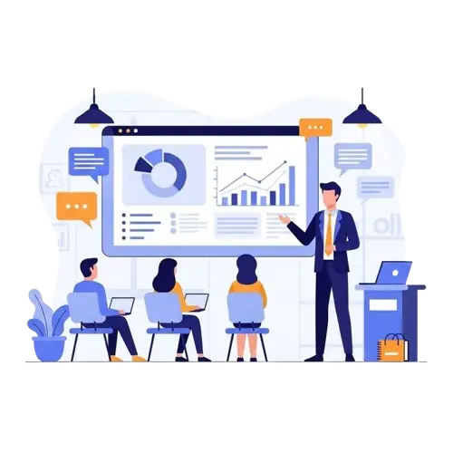 Social media marketing agency in India - team presenting marketing strategy and analytics
